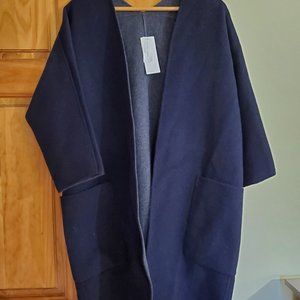 NWT VINCE REVERSIBLE COAT WOOL BLEND NAVY & GRAY SIZE XS